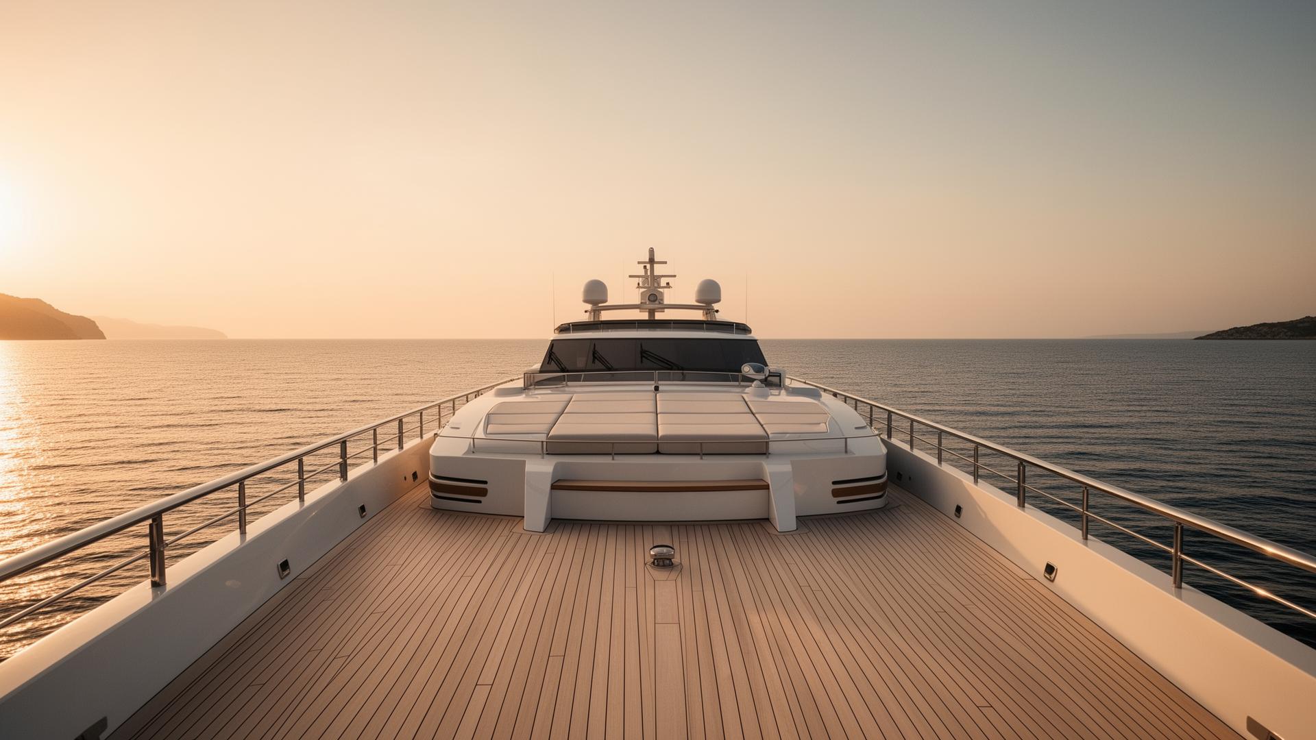 Superyacht at golden hour
